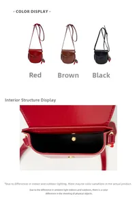 Detail of vintage saddle mini crossbody bag with cute strawberry pendant accessory