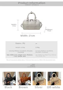 Spécifications détaillées du mini sac Boston en cuir PU avec les dimensions exactes