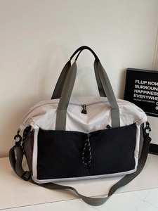 Large Capacity Lightweight Travel Bag Women Expandable Sports Fitness Tote Bag Fashion Color Contrast Handbag Duffel Bag