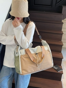 Lightweight large capacity travel tote bag with expandable design and multi-color nylon