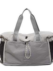 Large capacity lightweight foldable travel duffel bag with waterproof compartment in grey