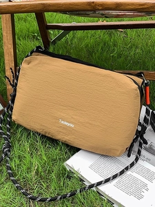 Women's Lightweight Nylon Outdoor Crossbody Bag Letter Print Techwear Shoulder Bag With Woven Rope Strap For Hiking Travel