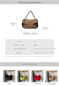 Detailed size chart and multi-color options for large capacity canvas tote bag
