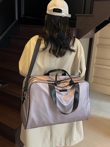 Waterproof purple oxford fabric handbag with detachable shoulder strap for travel