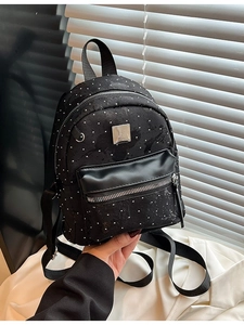 Women Mini Fashion Backpack Nylon Rhinestone Polka Dot Pattern Waterproof Casual Travel School Bag For Girls Daily Daypack