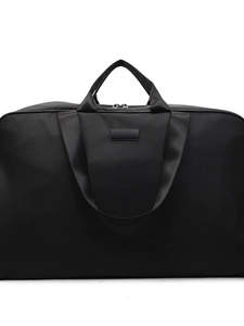Black high-density waterproof oxford fabric travel handbag with reinforced straps and logo