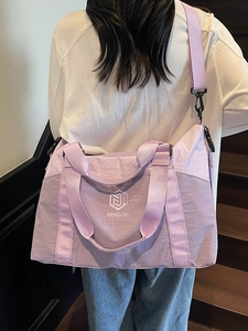 Light purple large capacity travel bag with dry-wet separation and adjustable strap