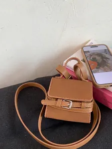 Women Fashion Mini Square Crossbody Bag PU Leather Top Handle Small Messenger Bag With Buckle Detail Magnet Closure Daily Bag