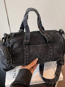 Borsa Boston in Denim Lavato Vintage per Donna Con Portamonete Rotondo Rimovibile Borsa a Tracolla Casual Tracolla Regolabile Borsa da Viaggio