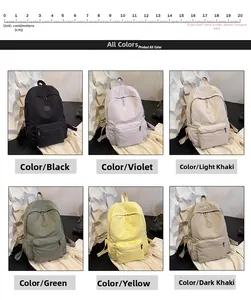 Vue détaillée montrant six coloris de la collection de sacs à dos en nylon imperméable