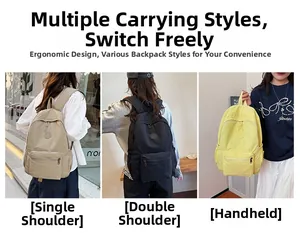 Sac à dos polyvalent en nylon montré en trois styles : épaule, sac à dos et sac à main