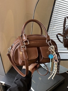 Borsa a Cuscino in Pelle PU Vintage per Donna Borsa a Tracolla Casual Retrò Borsa a Mano Boston Moda per Uso Quotidiano