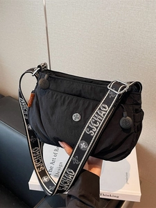 Women Korean Fashion Lightweight Canvas Crossbody Bag Multi Layer Versatile Casual Small Square Shoulder Bag With Wide Strap