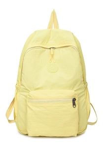 Sac à dos décontracté jaune clair léger avec plusieurs poches et logo SPORT frontal