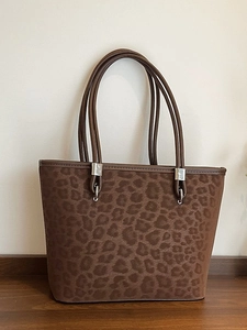 Borsa Tote da Donna in Pelle PU con Stampa Leopardata Grande Capacità Borsa a Spalla Retro Moda Pendolare per Ufficio Donna