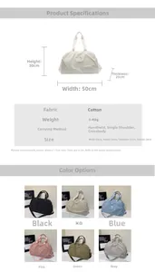 Size chart showing dimensions for large capacity travel bag with dry-wet separation design