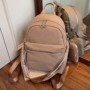Fashion PU Leather Backpack Women Casual Lightweight Travel Bag With Detachable Coin Purse Ladies Schoolbag