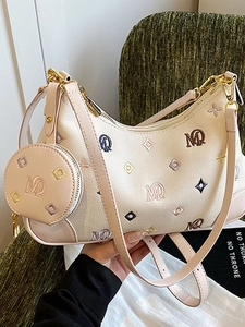 Fashionable PU Leather Hobo Crossbody Bag For Women With Letter Embroidery Animal Embossing Round Coin Purse Purse Set