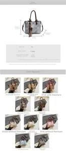 Detailed size specifications and color options for the vintage PU leather bucket bag