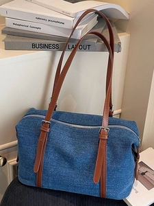 Borsa a Tracolla in Denim Vintage da Donna Grande Capacità in Denim Lavato Borsa Tote Con Tracolla Regolabile Retro Boston Handbag