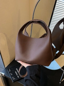 Women Retro PU Leather Bucket Bag Lychee Pattern Handbag With Adjustable Shoulder Strap Daily Commute Fashion Crossbody Bag