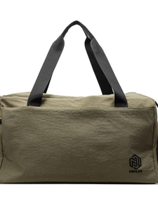 Olive green large capacity travel duffel bag with black handles for sports and business