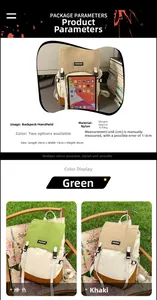 Size specifications for 30x13x43cm lightweight nylon travel backpack with dimensions