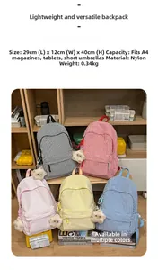 Détails du sac à dos à carreaux en nylon avec dimensions 29x12x40cm et poids 0,34 kg