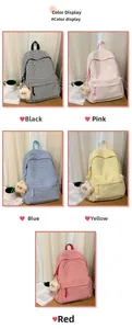Options de couleur de sacs à dos en toile à carreaux avec charms étoile en noir, rose, bleu, et jaune