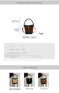 Détails du sac seau matelassé en cuir PU avec dimensions et paramètres du produit