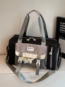 Borsa da Viaggio in Tela di Grande Capacità Moda Patchwork Sport Palestra Borsone Leggero per il Fine Settimana