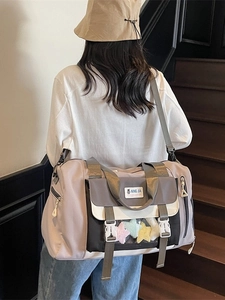 Borsa da viaggio grande rosa e viola con peluche a stella nella tasca trasparente