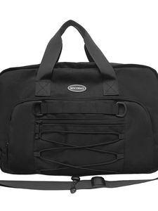 Black large capacity canvas travel bag with adjustable shoulder strap and NOCOBAG logo