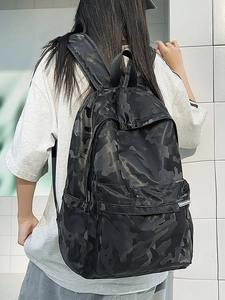 Black camouflage waterproof backpack with large capacity for travel and students