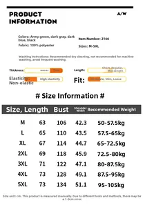 Detailed size chart for men's fleece vest featuring measurements from size M to 5XL