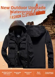 Waterproof outdoor jacket with detachable hood and mesh lining detail view