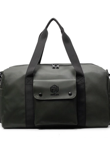 Large capacity dark green fitness bag with waterproof material and portable top handle