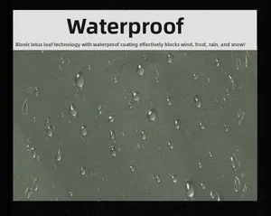 Waterproof outdoor jacket fabric with bionic lotus leaf technology and water beads