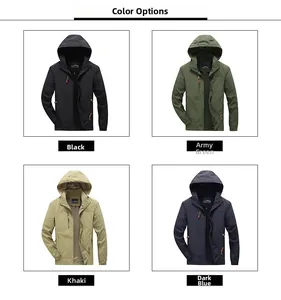 Opzioni di colore per giacca outdoor: nero, verde militare, kaki e blu scuro