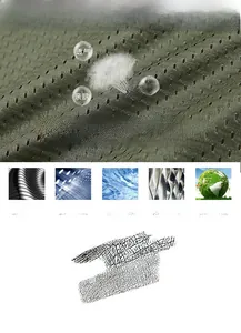 Detail of army green breathable honeycomb mesh fabric for outdoor fishing vest