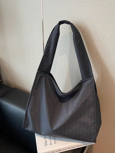 Sac Cabas Plaid Grande Capacité pour Femmes Sac à Épaule en Tissu Décontracté Sac Hobo Motif Grille Rétro Shopping