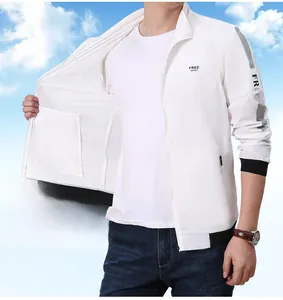 Detail of white men's jacket showing the lightweight breathable inner mesh lining