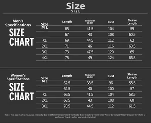 Detailed size chart for men and women's warm fleece jackets showing precise measurements