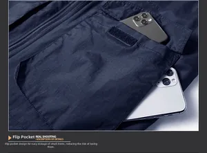 Detail of fleece vest showing deep flap pockets with velcro for smartphone storage