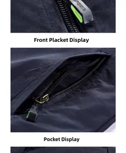 Detail of outdoor vest featuring SPORTS zipper placket and functional side zip pockets