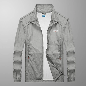 Men's lightweight grey UV protection sun shirt for outdoor sports and breathable wear