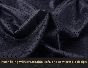 Close-up detail of breathable dark blue mesh lining for outdoor utility fishing vest