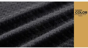 Close-up of black breathable mesh lining fabric with micro-pores for casual fishing vests