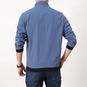 Men's blue quick-dry breathable windbreaker jacket shown from a back view
