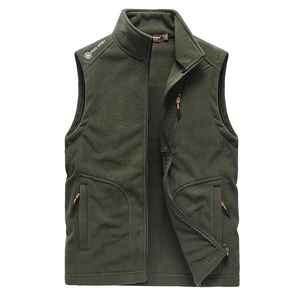 Men Outdoor Polar Fleece Vest Warm Windproof Stand Collar Sleeveless Jacket With Pockets For Hiking Casual Sporty Outerwear
